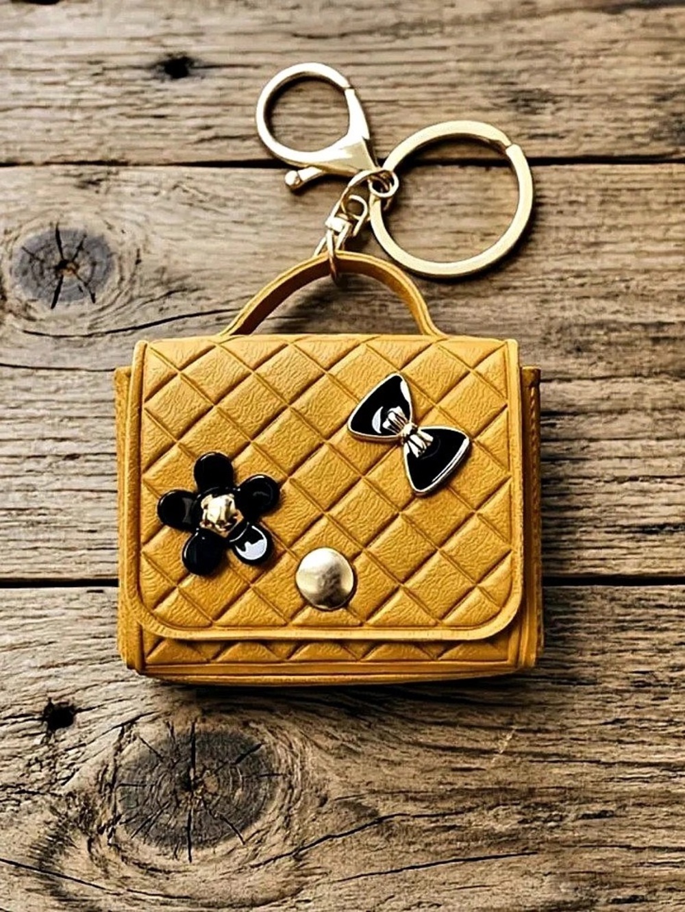 Quilted Mini Bag in Gold & Black